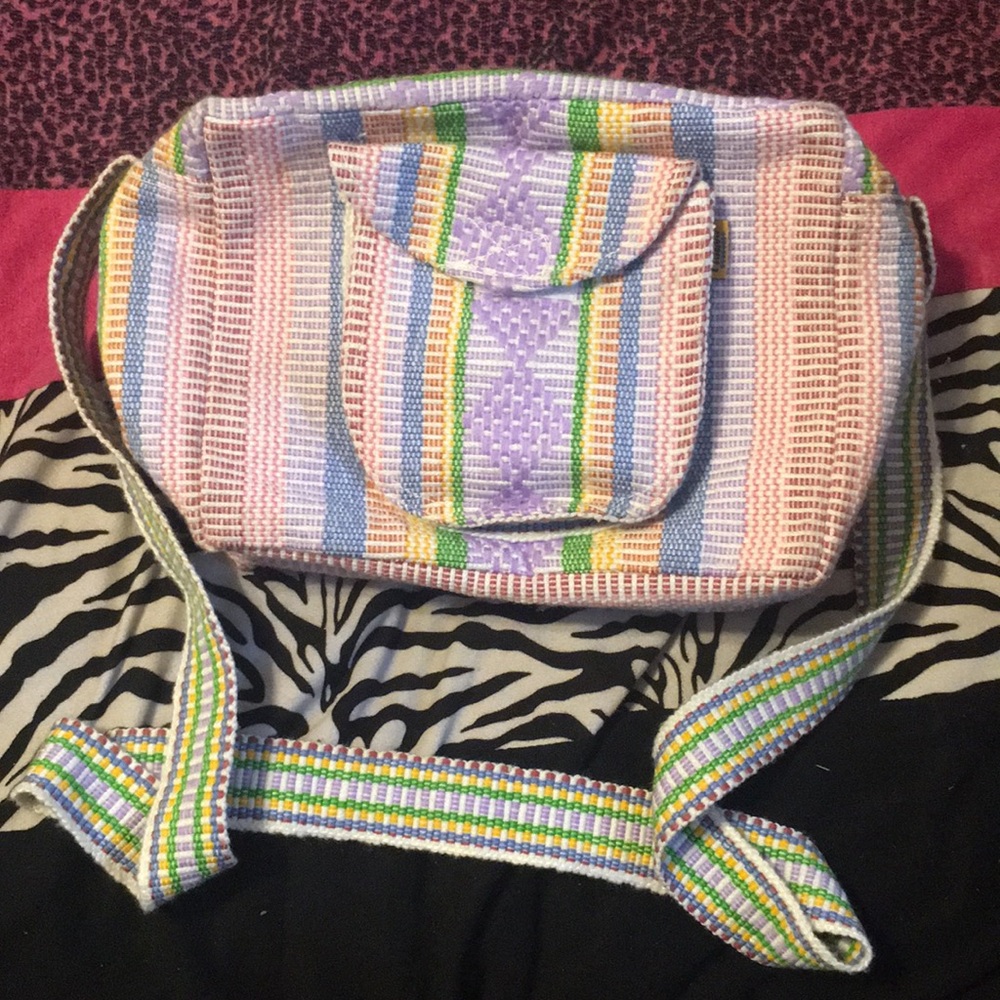 Handmade bag from Mexico with threaded designs